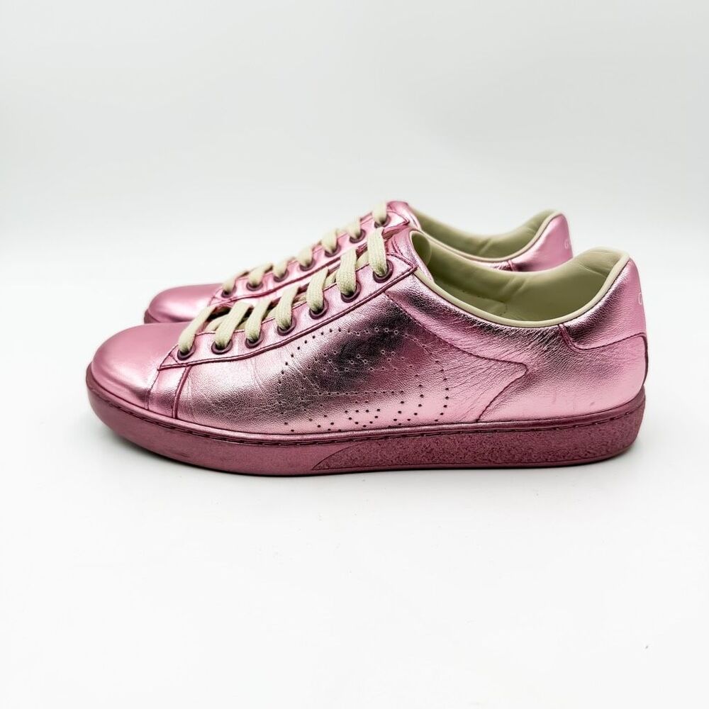 Gucci Ace GG Metallic Pink Sneakers Trainers EU 37 US 7 - Picture 5 of 12